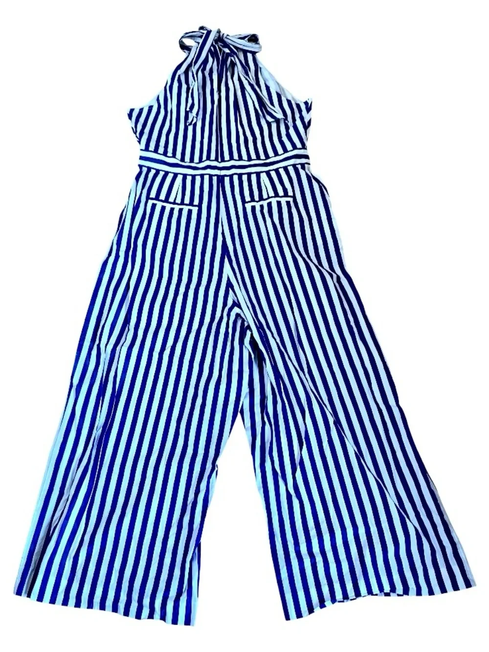 J. CREW Blue and White Stripes Halter Jumpsuit Size 10